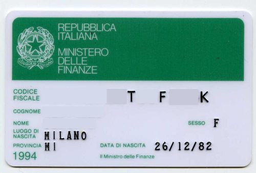 Fiscal number issued in Italy